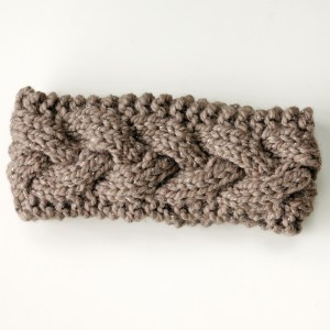 Silver and Cocoa Powder Brown Cable Knit Ear Warmer Headband