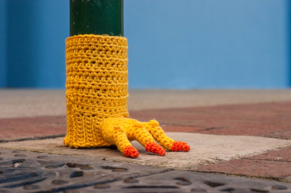 Chicken Feet Meter Yarn Bomb