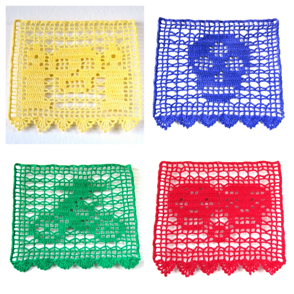 filet crochet papel picado collage