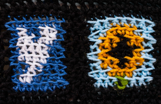 Yarn bombed pay phone