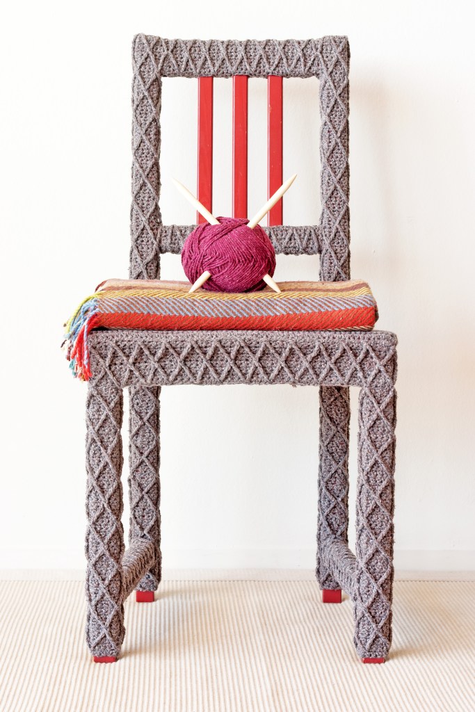 Yarn Bombed Crochet Chair by Knits for Life