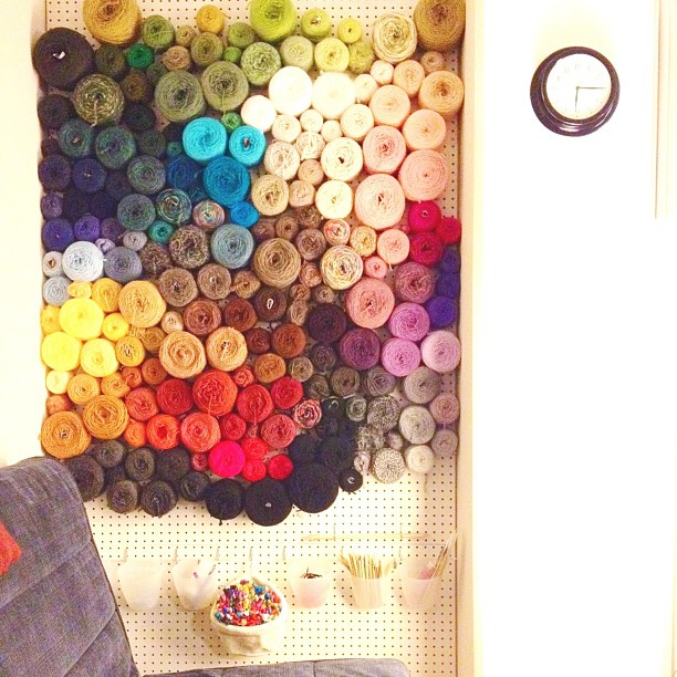 Knits for Life yarn wall