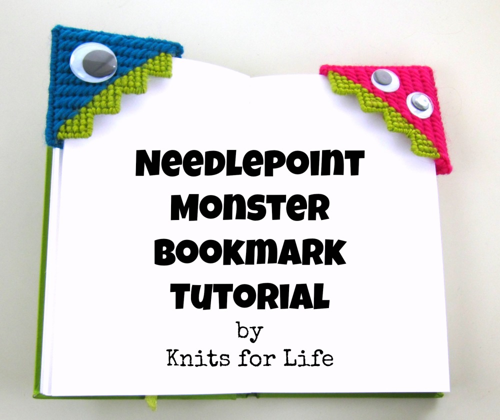 Needlepoint Monster Bookmark Tutorial title