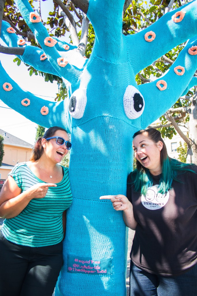 squid tree yarnbomb lorna and jill 2