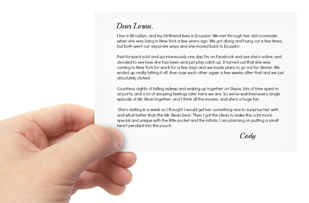 custom knit mr bean bear letter