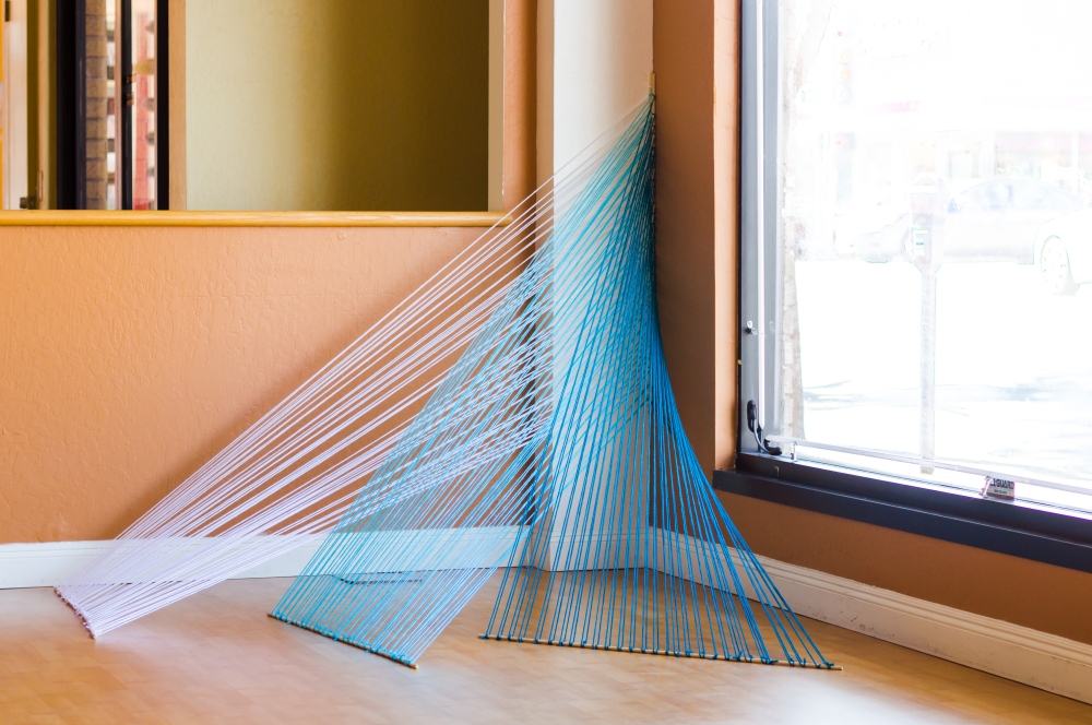 String art installation by knits for life