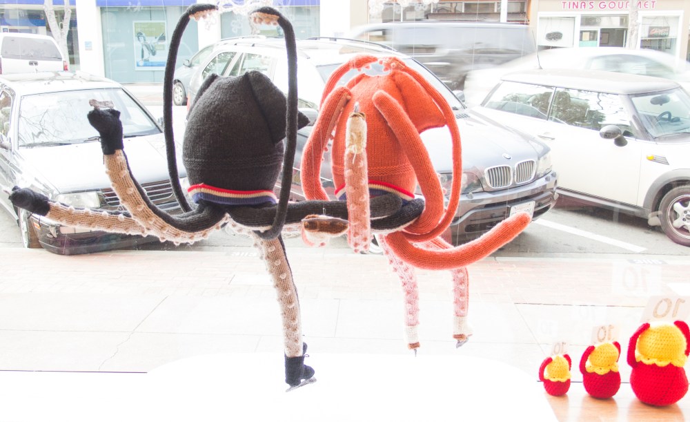 winter olympics knit window display