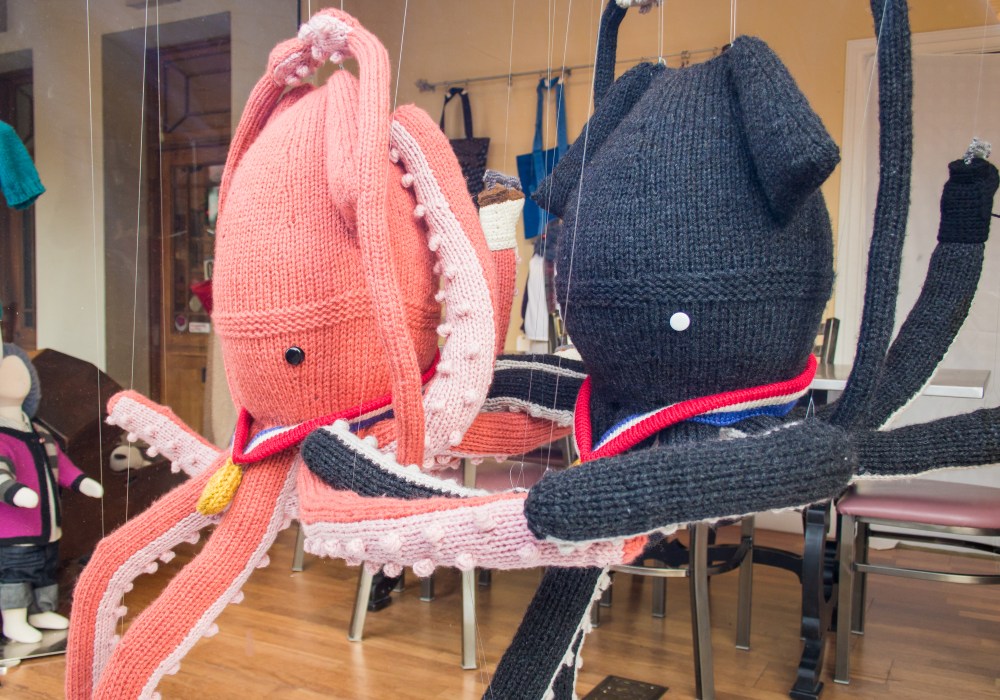 ice skating squid window display