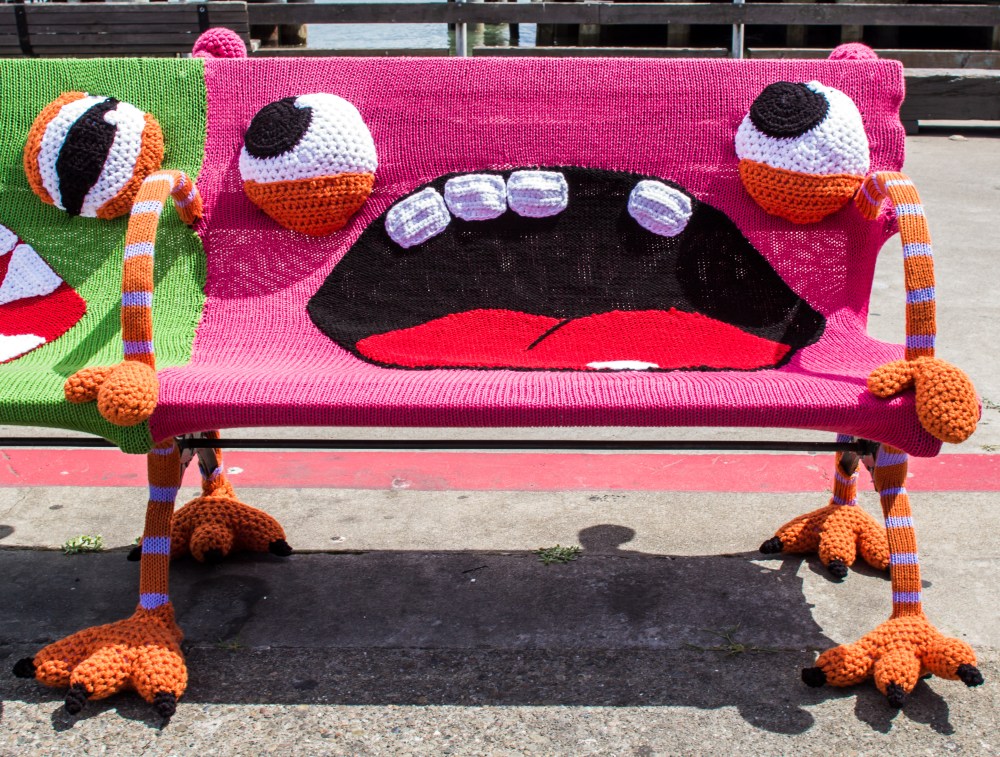 Buttmunch yarnbomb Monster benches san francisco ferry building