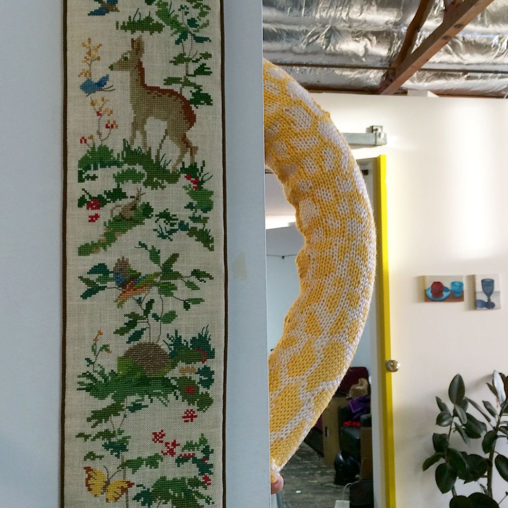 Knit Albino Burmese Python Yarnbomb Installation