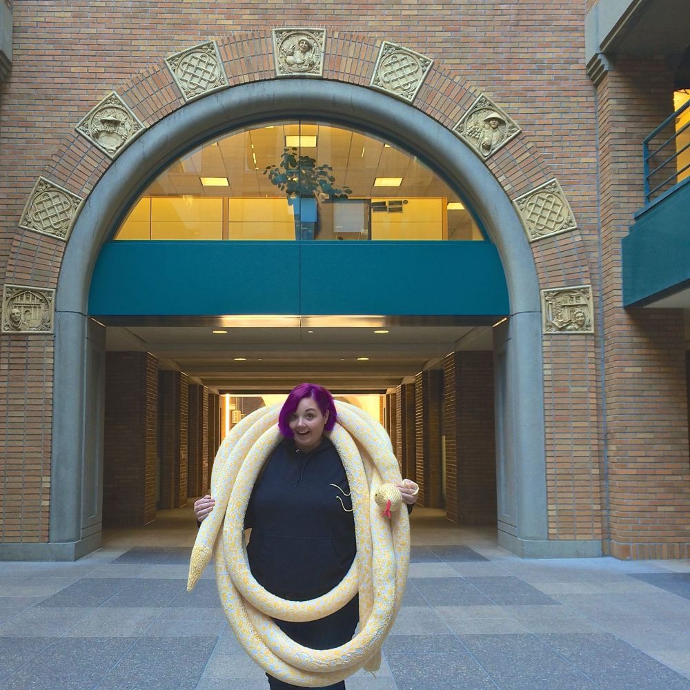 Knit Albino Burmese Python Yarnbomb Installation