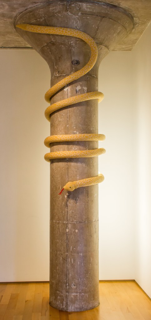 Knit Albino Burmese Python Yarnbomb Installation