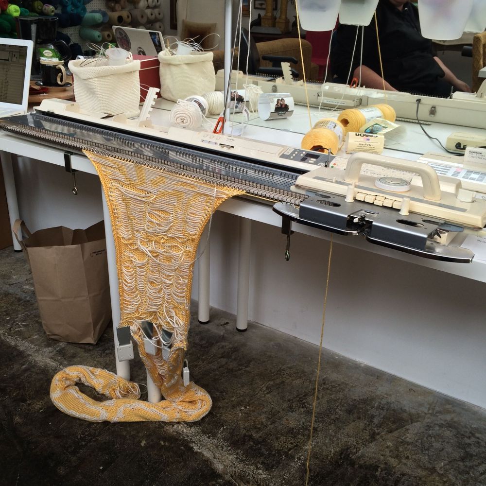 Machine Knit Albino Burmese Python Yarnbomb Installation