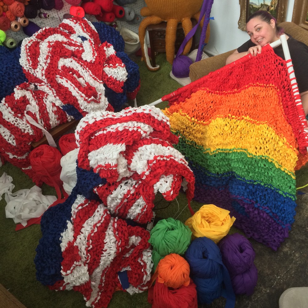 jumbo knit fabric flag process