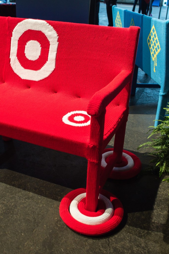Knit bench yarn bomb knit props Target3