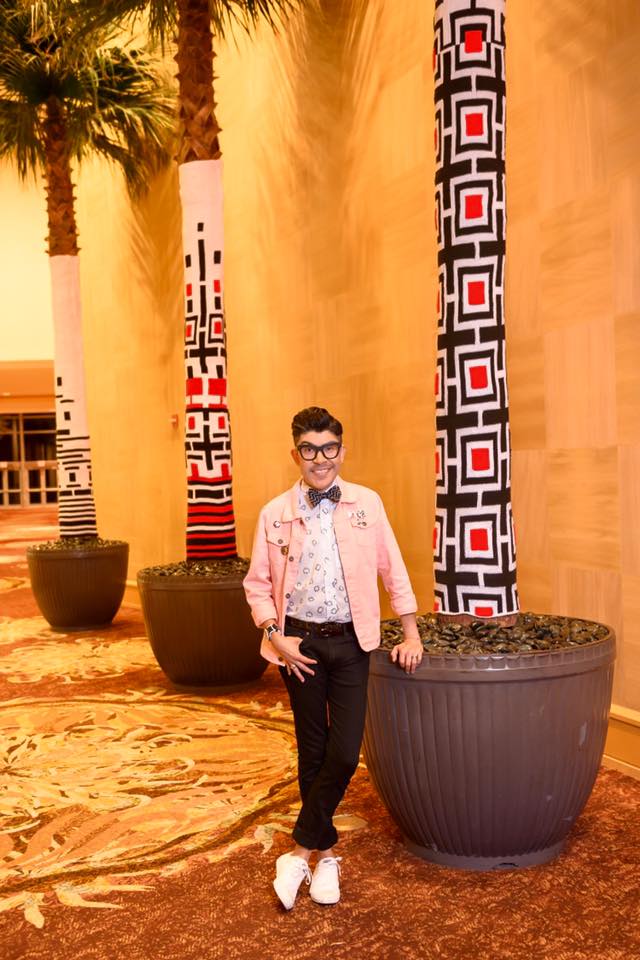 Positivitrees yarn installation Merck IDesign Mondo Guerra Knits for Life Lorna Watt Jill Watt yarn bomb 