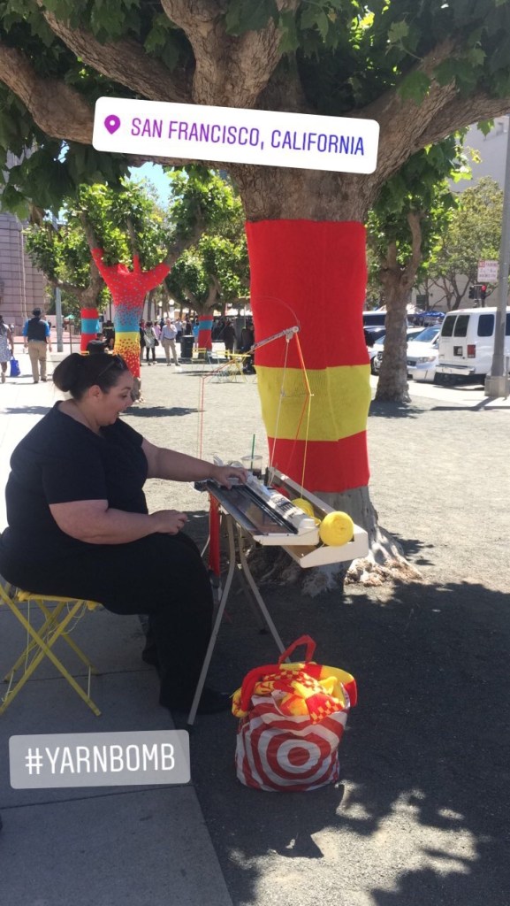 Knitting the Commons San Francisco Yarn bomb by Knits for Life
