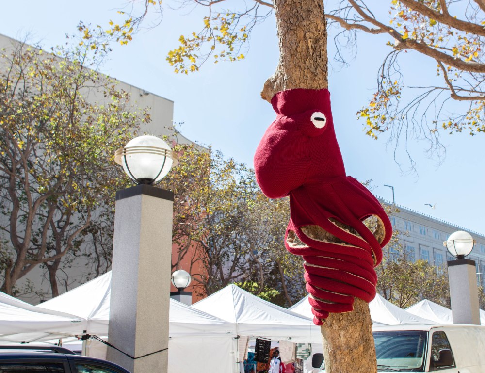 Knitting the Commons San Francisco Octopus Yarnbomb by Knits for Life