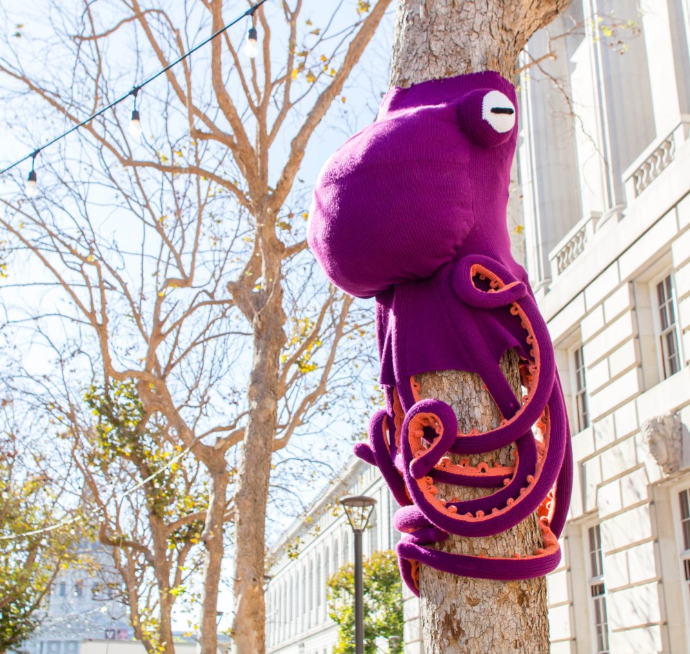 Knitting the Commons San Francisco Octopus Yarnbomb by Knits for Life
