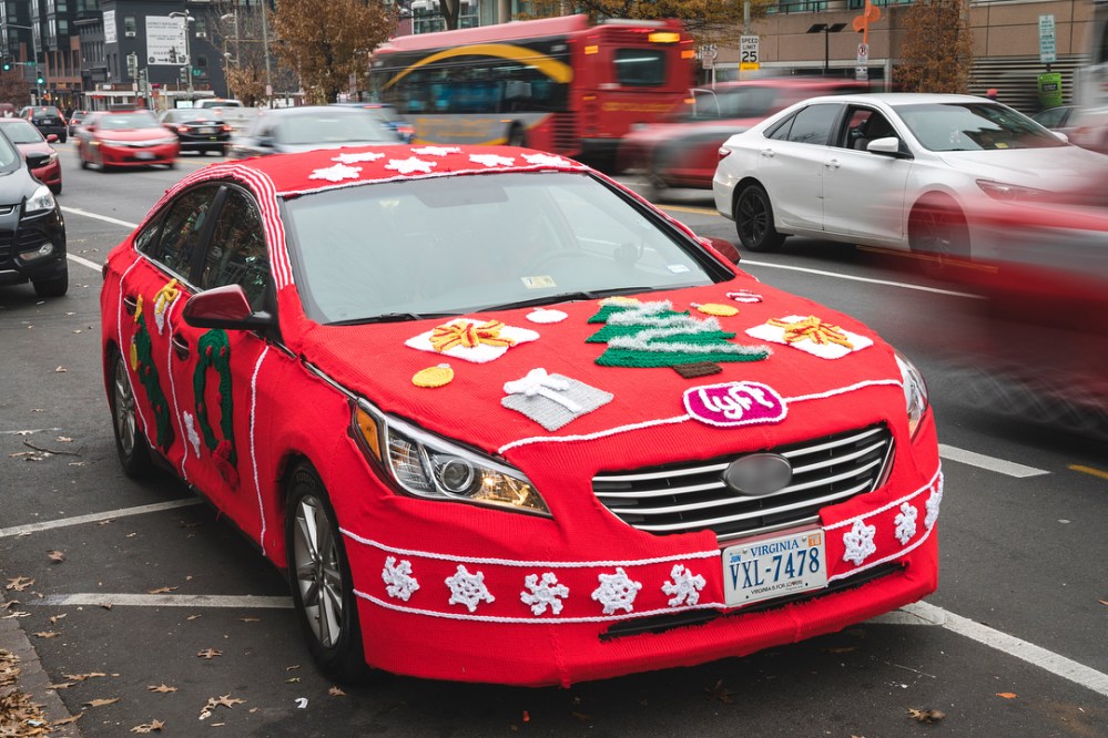 Lyft Merry Mode yarnbombed cars Ishknits Knits for Life