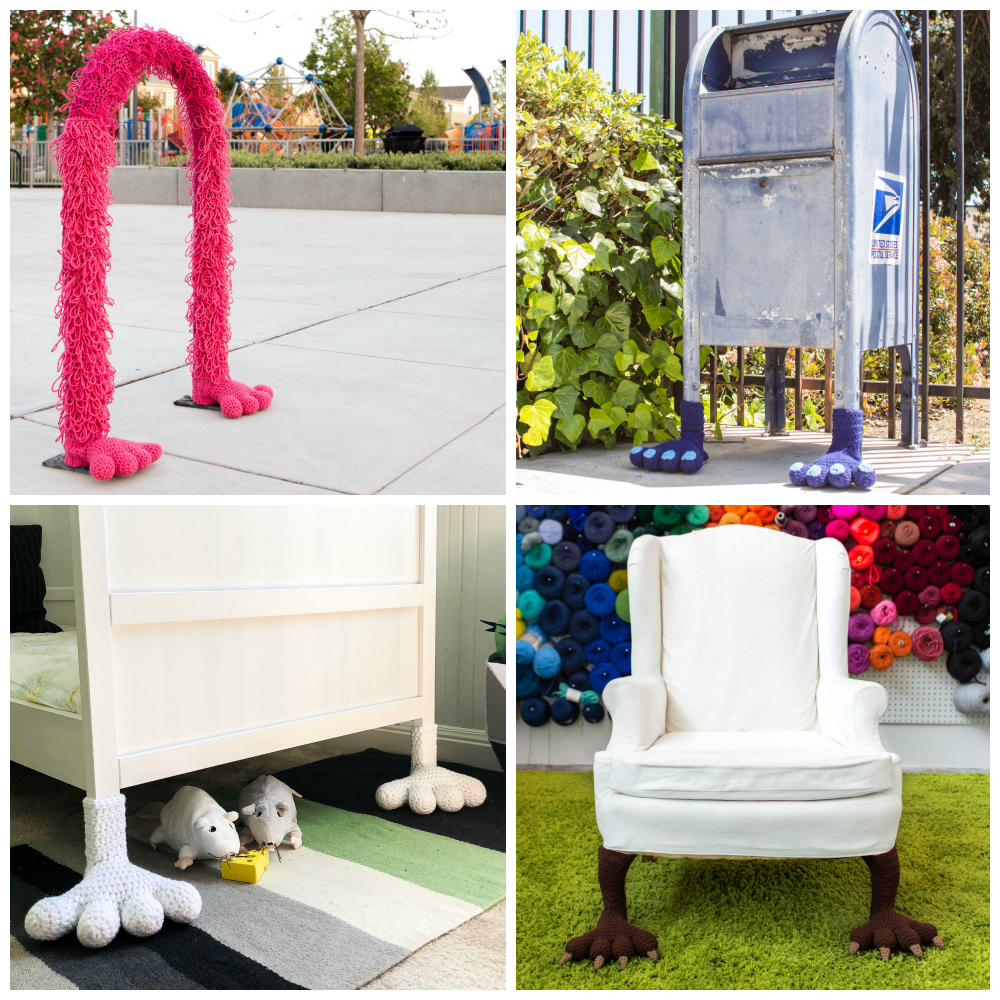 Knits for Life Monster Feet Yarn Bomb Crochet Pattern CC BY-ND 4.0