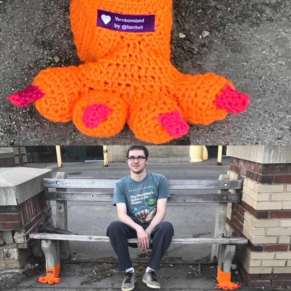 Knits for Life Monster Feet Yarn Bomb Crochet Pattern