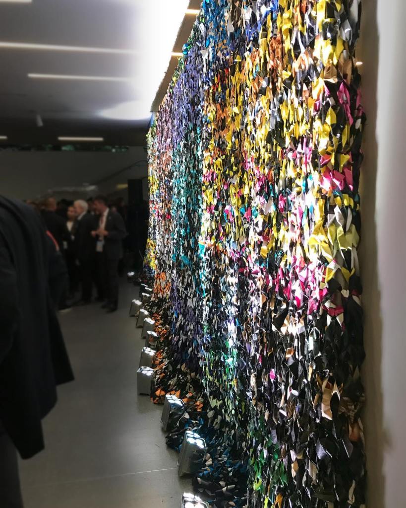 Knitted Billboard Vinyl Drape by Knits for Life