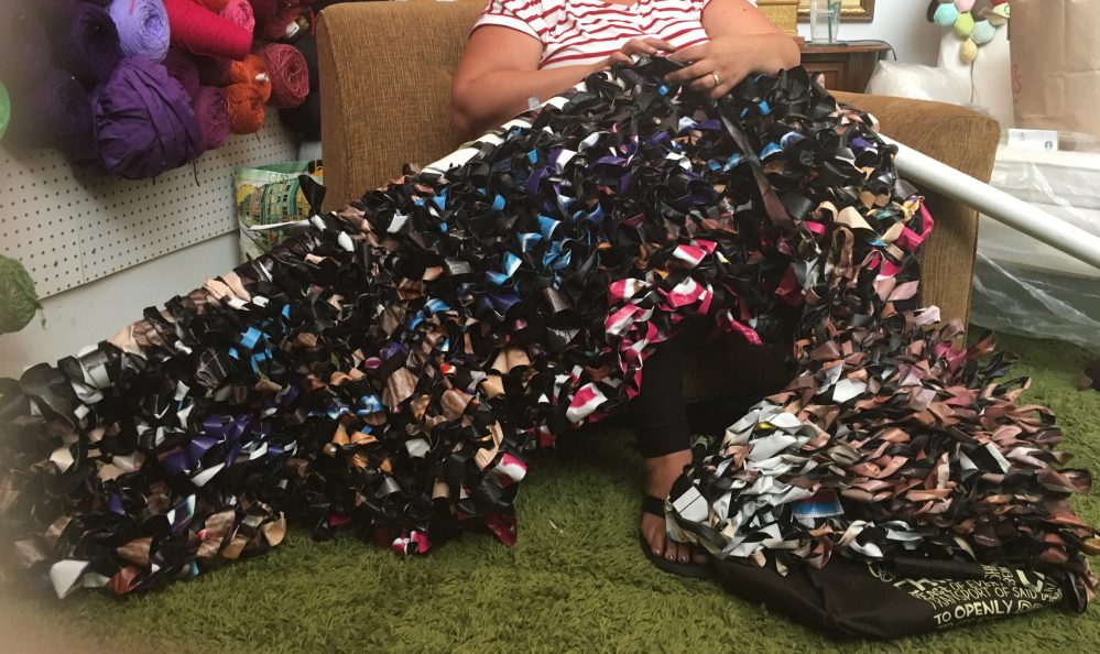 Knitted Billboard Vinyl Drape by Knits for Life