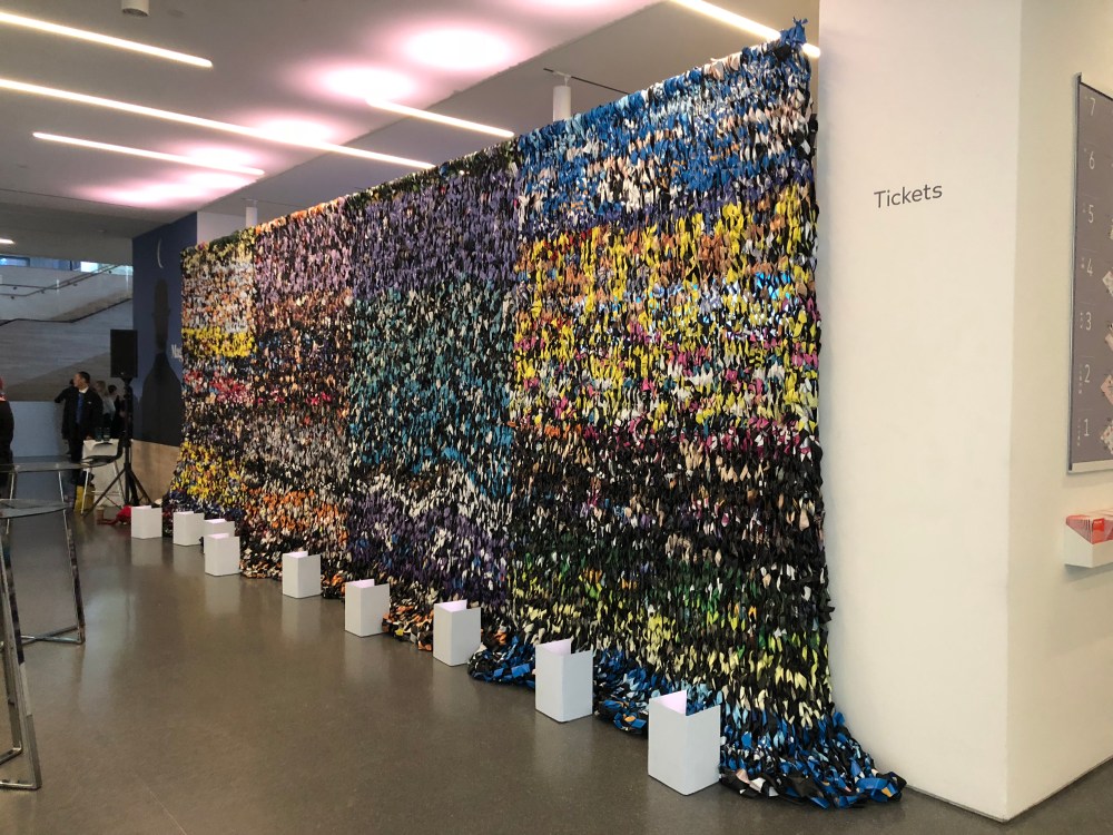 Knitted Billboard Vinyl Drape by Knits for Life