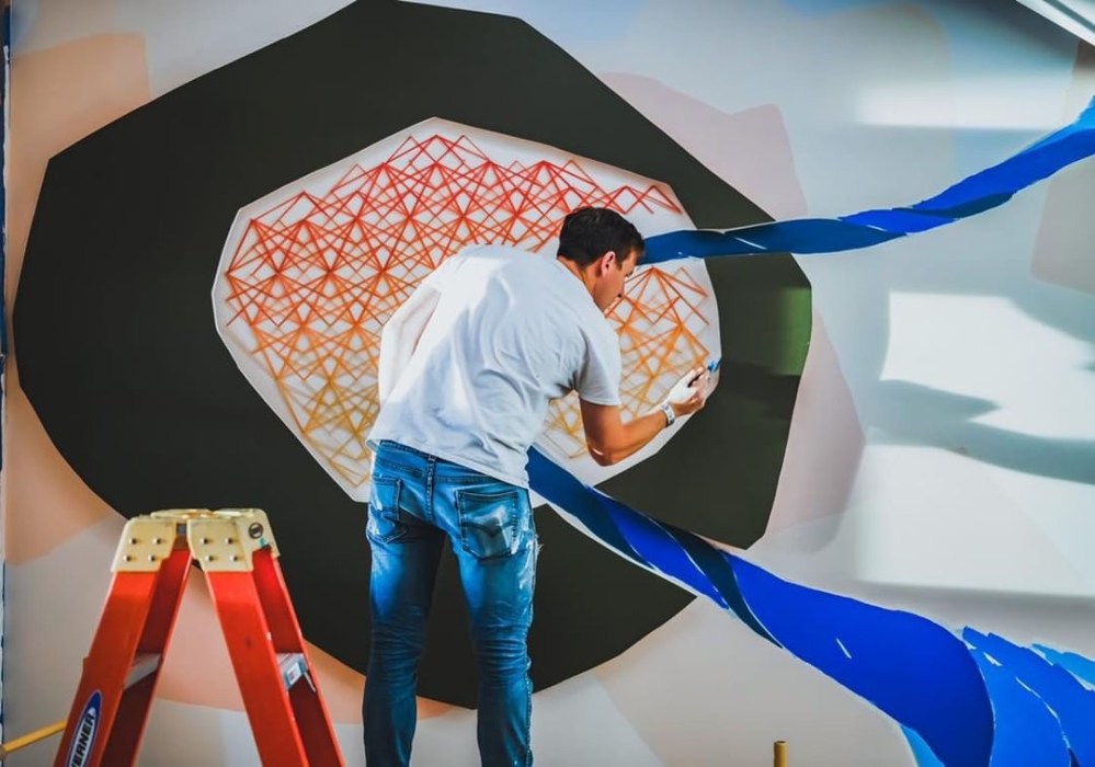 Atlassian 3D string art Mural by Strider Patton and Knits for Life 26